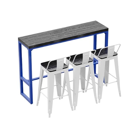 TBJEN Bar Table with Stools Set, Comfortable Kitchen Counter Height for Garden Yard Balcony Poolside Indoor(C1.5M)