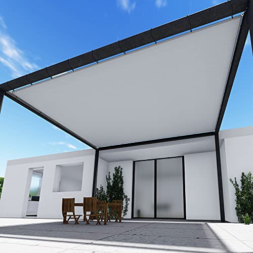 TANG 19' x 39' Waterproof Shade Cloth with Grommets, Sun Shade Sail Rectangle Straight Side, 260 GSM UV Block Fabric Patio Canopy for Deck Carport Backyard Pergola Cover, Gray