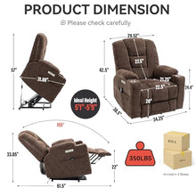 Power Lift Recliner Chair for Elderly with Massage & Heat, Chenille, Brown