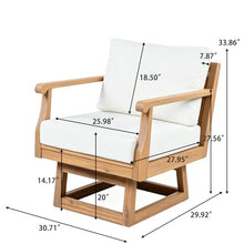 Christopher Knight Home Patio Swivel Chair Set of 2, Acacia Wood Outdoor Rocking Chairs with 360 Degree Swivel Base, Cushions & Back Pillows, Deep Seating Patio Chairs for Porch Deck Garden, Off White
