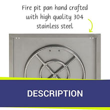 24" Stainless Steel Square Drop in Pan with 18" Fire Ring