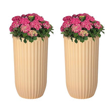 HobbyField 23 inch Tall Planter, Square Planter Set of 2, Large Indoor/Outdoor Flower Pots with Drainage Holes, Water Level Monitor & Wheels for Patio, Balcony, Garden