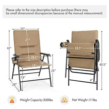 RomildaYuan 2 Piece Patio Upholstered Folding Portable Chair Camping Dining Outdoor Brown