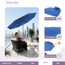 Midtown Umbrellas Swilt - 9 Ft Patio Umbrella, Dark Blue Canopy