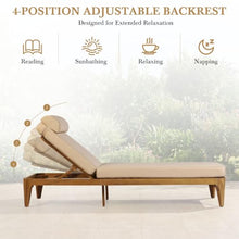 roomfitters Acacia Wood Outdoor Chaise Lounge Set of 2 with Adjustable Backrest and Head Pillow Coffee Brown