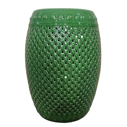 LINKIO Garden Stool Ceramic Drum Stool Chinese Hollow Antique Drum Chair Round Stool Decorative Stool Drum Pier Sitting Stool Shoes Changing Stool Ottomans