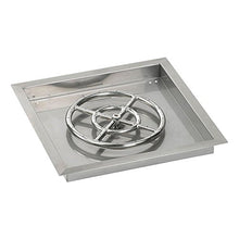 American Fireglass SS-SQPKIT-P-18 Propane 18" Square Stainless Steel Drop-in Pan with Spark Ignition Kit (12" Fire Pit Ring)