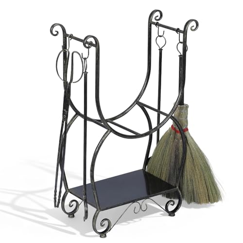 Firewood Log Rack with 4 Tools Set Metal Wood Rack Heavy Duty Firewood Storage Organizer for Indoor Outdoor