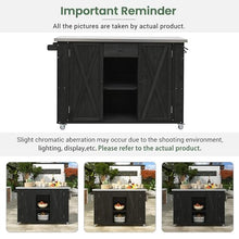 Merax XL Outdoor Table with Stainless Steel Top for Kitchen Prep and Storage Cabinet for Grilling Accessories, Outdoor Kitchen Island Grill Cart with Towel and Spice Racks & a Bottle Opener, Black