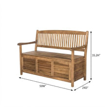 Outdoor Escape Brown Storage Bench with Acacia Wood, Galvanized Steel Hardware, Oil Finish, 50 Inches Wide, Durable and Weather-Resistant Outdoor Furniture