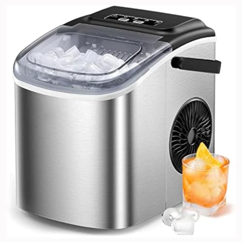 TEDILUVI Countertop Ice Maker Self-Cleaning Machine with Scoop and Basket Stainless Steel