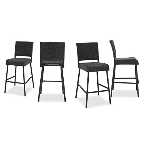 Christopher Knight Home Neal Outdoor Wicker Barstools, 4-Pcs Set, Dark Brown