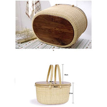 Wicker Picnic Basket with Portable Wine Table, Woven Basket with 2 Swing Handles, Empty Large Basket for Picnic, Outdoor, Camping, Family, Party, Wedding Gifts for Couple,B