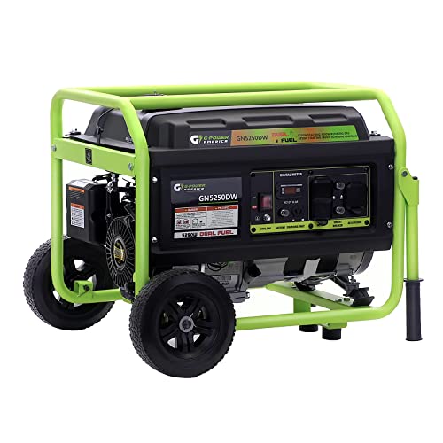 Green-Power America 5250W Dual Fuel Portable Generator - Gas or Propane Powered - Heavy-Duty 223cc Engine - Home Backup & RV Ready - 120V/240V AC Output - 4250 Running Watts