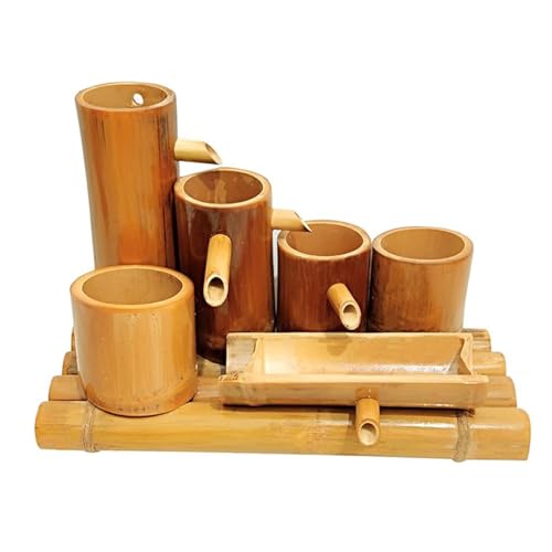 GenSDH Bamboo Fountain Kit, Split-Resistant Natural Zen Water Fountain, Feng Shui Garden Decor, Indoor Outdoor Pond Landscaping, for Backyard, Lawn, Patio, 35In,31in(80cm)