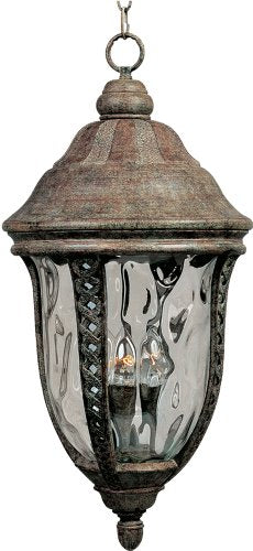 Maxim 3111WGET Whittier Cast 3-Light Outdoor Hanging Lantern, Earth Tone Finish, Water Glass Glass, CA Incandescent Incandescent Bulb , 40W Max., Dry Safety Rating, Flax Fabric Shade Material, Rated Lumens