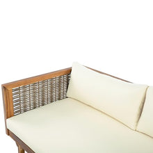 Christopher Knight Home Tenntt 5-Seater Acacia Wood Patio Furniture Set, Outdoor Conversation Sofa Chat Set with Coffee Table, Wicker Arm, Sectional Seating Group for Backyard Balcony, Teak+Beige