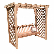 Keystone Amish Co. Manchester Cedar Garden Arbor with Swing, Heavy Duty Outdoor Wooden Archway Trellis & Porch Swing, Amish Crafted, Made in USA, 5-Foot, Unfinished