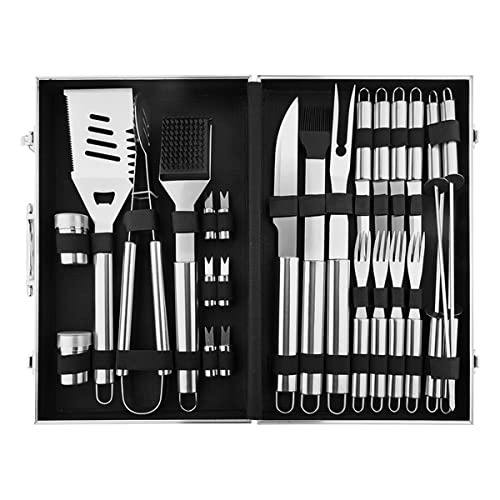 Feilx Accessories BBQ Grill Tools Set, 26PCS Stainless Steel Grilling Kit for Smoker, Camping, Kitchen, Barbecue Utensil Gifts for Men Women