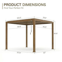 Kingdura Louvered Pergola 10'x12', Outdoor Pergola with Adjustable Louvered Roof, Reinforced Aluminum Frame Hardtop Gazebo for Patio Garden Deck Backyard, Wood Grain