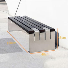 VHDY85KA Park Black and Gray Park Chair Without Backrest Outdoor Bench Stainless Steel Frame Wooden Seat Plate Rest Area Entryway(Small)