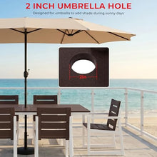 Costaelm Outdoor Dining Tables for Patio, 72" Rectangle 6-Person HDPE Dining Table with Umbrella Hole and Metal Frame for Outside, Garden, Poolside, Backyard, Porch, Balcony, Dark Brown