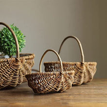 Picnic Baskets Willow Flower Basket Rattan Living Room Portable Flowers Baskets Home Multi-Functional Storage Basket for Outdoor Picnic，