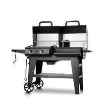 Char-Griller Flex Fuel Plus 3 in 1 Gas and Charcoal Grill Griddle and Smoker Combo 30000 BTUs Outdoor BBQ with Flat Top Griddle Insert Dual Fuel Backyard Grill Station, CG30281224