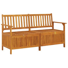 HKTMGDNG Solid Acacia Wood Storage Bench, 58in 3-Seat Outdoor Patio Bench
