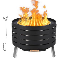 Garvee Smokeless Outdoor Fire Pit – 360° Airflow, Removable Ash Pan, Bamboo Lid, Rainproof Cover – Low Smoke Traditional Stove – 30 Inch Size – Ideal for Patio, Backyard, Camping – Size: 30 Inch