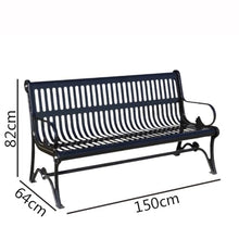 Ronghw0607 Garden Bench Black Leisure Backrest Outdoor Bench Multiperson Park Bench 1.5/1.8 Meters Park Patio Seat(Medium)