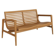 Modway Hayden 56 Inch Outdoor Teak Wood Loveseat in Natural - Mid-Century Modern Slatted 2-Seater Patio Bench Sofa for Deck, Garden, Pool, Porch