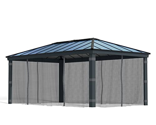 Palram - Canopia Dallas 6100 12' x 20' Gazebo Netting Set, 4 Gray Panels