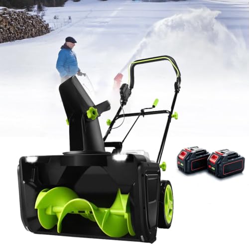 HASORVLUK Cordless Snow Blower, 180° Adjustable Chute 2Bat