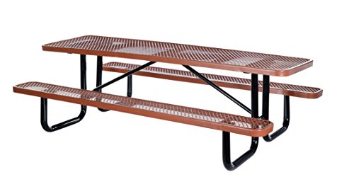 Vestil PT-MX-3072-BN Steel Picnic Table Expanded Metal Rectangle Top 30 in. x 72 in. Brown.
