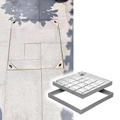 GJZDPMY Rectangular Stainless Steel Manhole Cover & e 2-Inch/5 cm High Heavy-Duty t Design for Outdoor Garden School - 35.4x35.4 Inches (90x90 cm)
