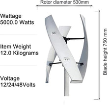 KZZAAO 220v, Wind Turbine Generator Kit, 9000W Portable Vertical Helix Wind Power Turbine Generator, 3 Blade Wind Generator Kit
