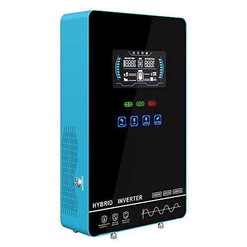 Y&H 4000W Hybrid Solar Inverter DC24V 120VAC Pure Sine Wave Output Battery-Free Starting, Built-in 140A MPPT Charger, 6.25" Touch LCD, UPS/Line/Battery Mode, for Off-Grid Home/RV/Energy Storage System