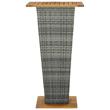 fsahslih 5 Piece Patio Bar Set with Cushions Gray Poly Rattan Outdoor Furniture with Acacia Wood Tabletop and 4 Wicker Bar Stools for Garden Deck Poolside Porch