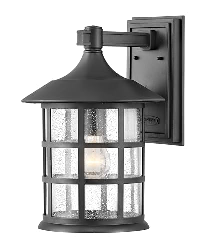 Hinkley Freeport Coastal Elements Medium Wall Mount Outdoor Lantern, Composite, New England Design, Clear Seedy Glass, Fade Resistant, Textured Black Finish