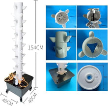 FLTRGO 15 Floors 45 Holes Hydroponics Tower, Aquaponics Grow System, Garden Tower Aeroponics Growing Kit for Herbs, Fruits and Vegetables with Hydrating Pump, Adapter, Net Pots