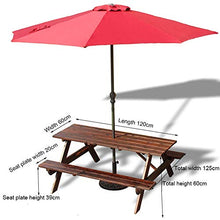ELUKHT 47-inch Wood Outdoor Table and Bench Set, Outdoor Parasol Patio Patio Solid Wood Conjoined Dining Table, Used for Garden bar Patio Picnic Tables and Benches (Carbonized Color)