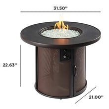 Outdoor GreatRoom Co Propane Fire Pit Table - Stonefire Gas Fire Pits for Outside Patio - 31" Round Composite Firepit Fire Table, Matching Tabletop Cover, Aluminum Frame Mesh Base, 55,000 BTU - Brown