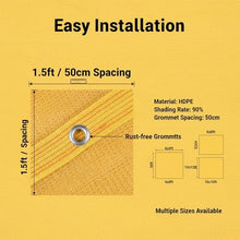 90% Yellow Shade Cloth, 42×44FT Resistant Garden Sun Shade Net, Durable Mesh Shade Tarp with Reinforced Grommets for Greenhouse, Plant, Chicken Coop, Pergola, Swimming, Canopy，Patio，Garden