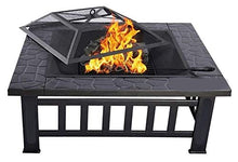 Fire Pits Outdoor Wood Burning 32in Outdoor Fire Pit Metal Square Firepit Wood Burning Backyard Patio Garden Beaches Camping Picnic Bonfire Stove with Cover BBQ Cooking for Outside Camping Backyar