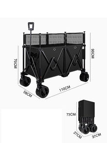 Collapsible Wagon Folding Wagon Large Outdoor Portable Garden Cart Sand Cart with Big Wheels Adjustable Handle for Camping Garden Cart