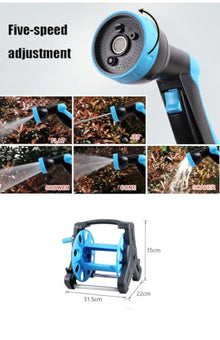 Etsuosy Garden Hose Reel Cart with Crank Handle, PVC Hose and Copper Sprinkler Head, Portable Storage Winding Reel for Outdoor Watering