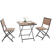 JIQHOHX Garden Table and Chairs 2 Seater Bistro Set Wooden&MetalFolding 70Cm Square Table and 2 Chairs