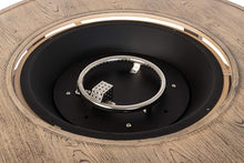 Thatcher Woodgrain Aluminum Convertible Gas Fire Pit Table 55,000 BTU Outdoor Portable with Fire Bowl Lid, Nylon Weather Cover & Clear Fire Glass - Driftwood Finish - Round - 42"