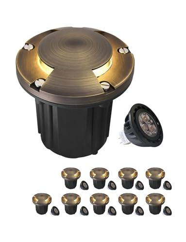 MALORY Low Voltage Landscape Well Lights,（φ126 mm Brass Top Cover 10Pack
